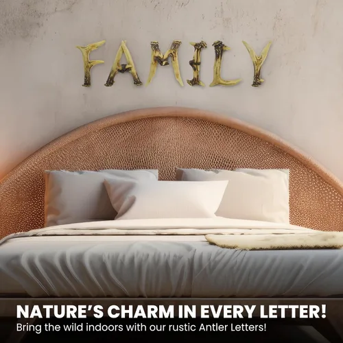 Miniatura 2 de Pine Ridge Arte personalizado con nombre de 6 pulgadas, letras A de cuerno, decoración del hogar, letras decorativas 3D occidentales para colgar