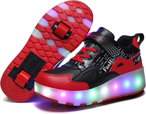 Miniatura 17 de HHSTS Zapatos para niños – Nuevos mejorados con ruedas zapatos de luz LED de colores patines rodantes brillantes zapatos de patinar regalos simples