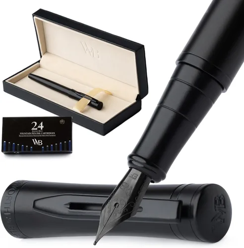 Miniatura 21 de Conjunto de pluma estilográfica Wordsworth & Black, plumín extra fino dorado de 18 quilates, incluye 24 cartuchos de tinta, convertidor de repuesto