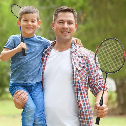 Miniatura 5 de Juego de 2, 4, 6 raquetas de bádminton Keehoo para adultos y niños, juego de bádminton para la playa, el césped, el patio trasero, deportes al aire