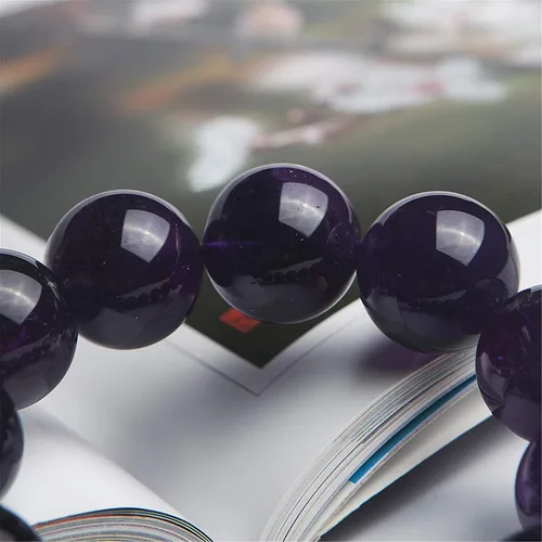 Miniatura 3 de Muko - Pulsera de cuentas redondas de cristal de cuarzo de color morado de 0.787 in para mujer y hombre