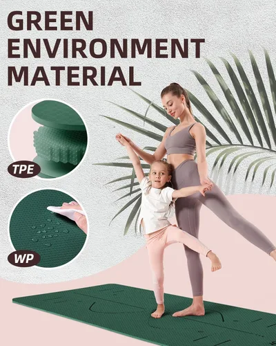 Miniatura 4 de YOTTOY Esterilla de Yoga, 72"x 32"x1/3" Extra Ancha Antideslizante para Ejercicio Fitness Yoga, Esterillas Ecológicas de TPE para Ejercicio