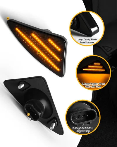 Miniatura 5 de Luces LED de posición laterales compatibles con Kenworth T660 T170 T270 T370 semirremolques 2008-2021, luces direccionales ahumadas, Plug & Play