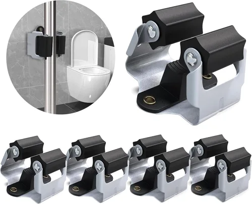 3-H Paquete de 4 soportes para trapeador y escoba, tamaño grande para colgar 2.2 lbs, soporte de pared para colgar y organizar rastrillo de empujón,