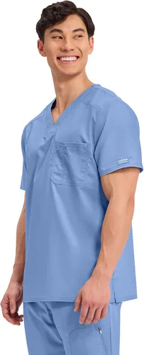 Miniatura 3 de Cherokee Camisa quirúrgica para hombre con cuello en V para meter dentro, un bolsillo en el pecho, ranura para bolígrafo, tela ultra suave