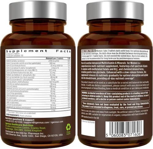 Miniatura 7 de Igennus Multivitamínico metilado de alta potencia para mujeres, ingredientes puros y limpios, suplemento MTHFR con vitaminas B activas, vitamina K2