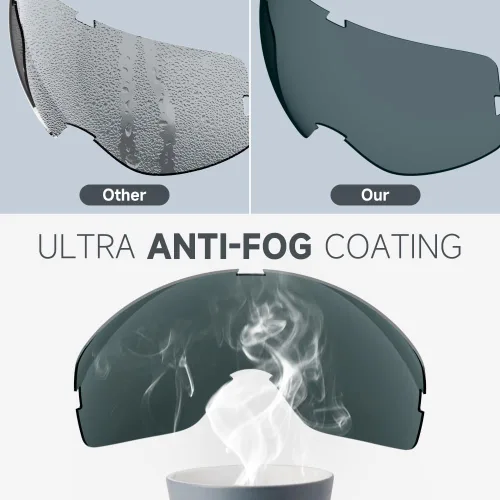 Miniatura 3 de Gafas de esquí de snowboard para hombres, mujeres, adultos, jóvenes, sobre gafas OTG/100% protección UV, antivaho/visión amplia A14-blanco/verde