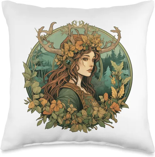 Miniatura 4 de UNREAL WORKSHOPS Art Nouveau - Almohada de juego de rol, druida, aventurera, vagabundo, naturaleza, 18 x 18 pulgadas, multicolor
