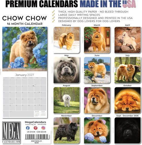 Miniatura 7 de Calendario Chow Chow 2025 2026 – Calendario mensual de pared de raza de perro – 12 x 24 pulgadas abierto – Papel grueso sin sangrado – Regalar