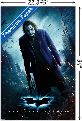 Miniatura 3 de Trends International DC Comics Movie - The Dark Knight - The Joker - Póster de pared de una hoja, 22.375 x 34 pulgadas, versión premium sin marco
