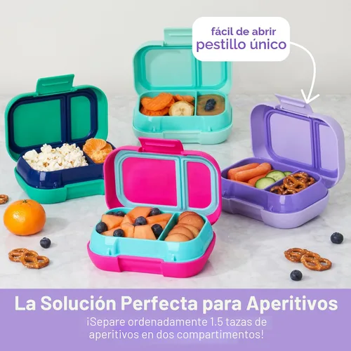 Miniatura 4 de Bentgo Snack para niños, contenedor de 2 compartimentos a prueba de fugas para aperitivos y comidas pequeñas, cierre fácil de abrir, apto