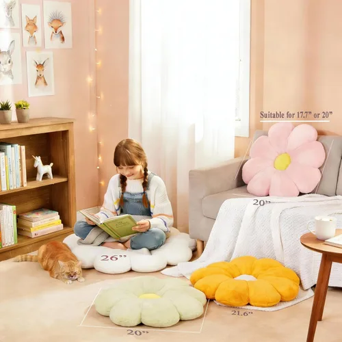 Miniatura 2 de Almohada de 17.7 Pulgadas en Rosa Caliente con Diseño de Margarita, Almohada Decorativa en Forma de Flor, Cojín para Niñas, Adultos, Linda