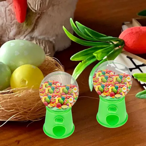 Miniatura 6 de STOBOK Mini máquina de dulces dispensador de juguetes giratorio Gumball Candy Catcher para niños Fiesta Jugar Mejorar la coordinación mano-ojo, Verde