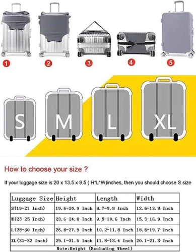 Miniatura 7 de Protector de equipaje de viaje protector de maleta lavable antiarañazos fundas de equipaje de elastano Negro XL Fit 31-32 Inch Luggage