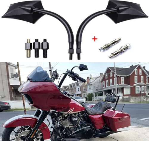Miniatura 3 de JMTBNO Espejos retrovisores traseros negros de 8 mm para motocicletas Fits para Road King, Street Glide, Softail, Electra Glide, Road Glide, Dyna
