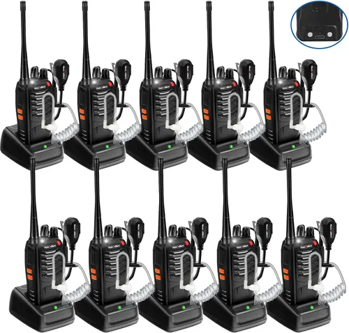 MT-8S Walkie Talkies de largo alcance para adultos, radios Walkie Talkies con auricular de conducto, linterna, radio de 2 vías con batería