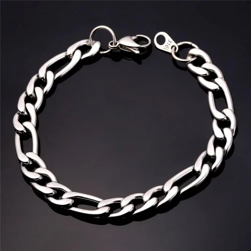 Miniatura 5 de U7 Figaro Bracelet, Stainless Steel Figaro Chain Bracelet, Rope Chain Bracelet Stainless Steel 18K Gold Plated Wrist Chain for Men Women