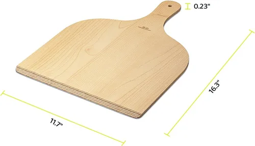 Miniatura 2 de G.a HOMEFAVOR Paquete de 2 cáscaras de madera para pizza, paleta de pizza de 12 pulgadas con mango de madera, espátula de pizza para hornear