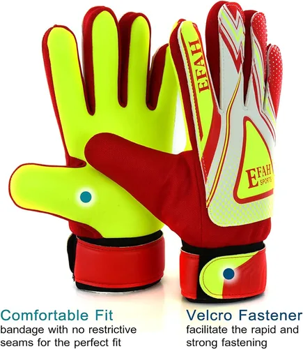 Miniatura 4 de Guantes de portero de fútbol para niños y jóvenes, guantes de portero de fútbol con agarres fuertes Rojo/Amarillo