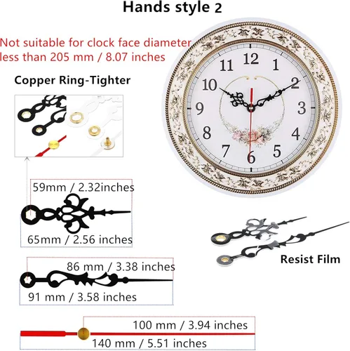Miniatura 5 de Original Youngtown #12888D2C, kits de accesorios de movimiento para reloj tipo péndulo, de cuarzo, ancho de dial máximo: 1/2 pulgada, largo total