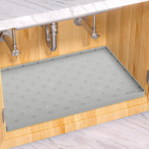 Miniatura 14 de Sdpeia - Tapete para debajo del fregadero, tapete impermeable de silicona mejorado, para proteger los gabinetes de cocina, organizadores y alacenas