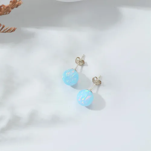 Miniatura 5 de Natural Stone Stud Earrings for Women 8mm Sterling Silver Genuine Gemstone Earrings Handmade Sterling Silver Crystal Stud Earrings for Women