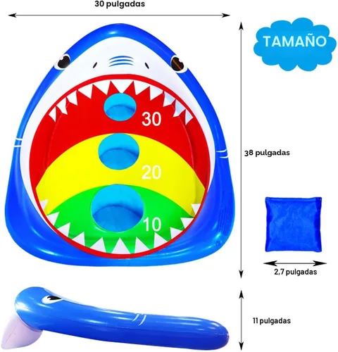 Miniatura 7 de Divertidos juguetes de piscina para niños, tablero inflable de tiburón, juego de agua flotante para adultos y familia, regalo fresco de fiesta