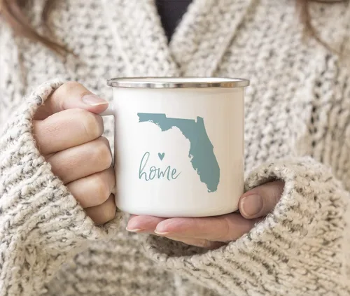 Miniatura 3 de Andaz Press Taza de café de acero inoxidable del estado de EE. UU., diseño de corazón Aqua Home, Florida, paquete de 1, taza de campamento de metal