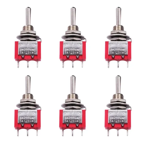 Miniatura 13 de Mxuteuk 8 piezas interruptor de palanca mini SPST interruptor en miniatura encendido/apagado 2 terminales 2 posiciones 6 A 125 V 3 A 250 V