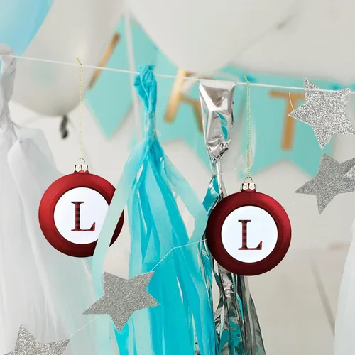 Miniatura 8 de Decoración de letras iniciales, adorno de bola de Navidad, negro y rojo, búfalo a cuadros, letra L, adornos de Navidad, recuerdo de recuerdo, regalo