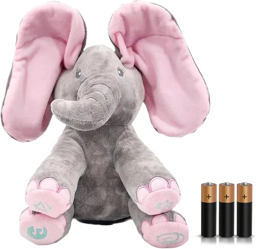 Dimple Kaia Elefante de Peluche Animado - Elefante Rosa de Peluche que Canta, Musical Interactivo Peek-a-Boo para Bebés, Niños, para Niños Pequeños,