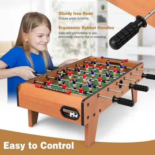 Miniatura 5 de Giantex Mesa de futbolín de 27 pulgadas, fácil de montar de madera con pelotas de fútbol, juego de fútbol de interior para salas de juegos, bares
