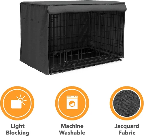 Miniatura 2 de Friends Forever Funda de metal para jaula de perro de 48 pulgadas con cortina protectora de bloqueo de luz, cubierta de jaula para perros