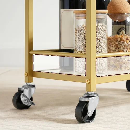 Miniatura 8 de MAHANCRIS Carrito de bar para el hogar, carrito de bebidas de 3 niveles con ruedas, carrito de servicio de bar en casa, carrito de mini bar