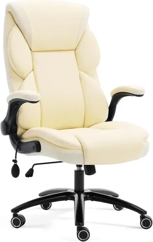 Miniatura 8 de Silla ergonómica de oficina para juegos, cómoda, silla de escritorio de cuero transpirable con soporte lumbar y soporte para la espalda, cómoda Beige