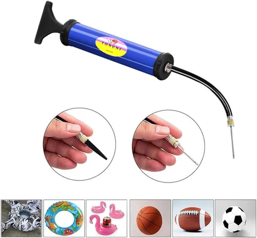 Miniatura 5 de Bomba de aire portátil, kit de inflador de bomba de bola con aguja, boquilla, manguera de extensión para fútbol, baloncesto, fútbol, voleibol