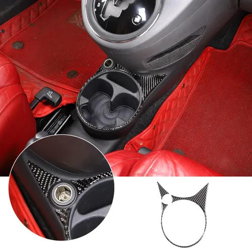 HAPPYHORSE Adhesivo de fibra de carbono para automóvil compatible con Fiat 500 2010-2019, calcomanía de fibra de carbono real, accesorios de