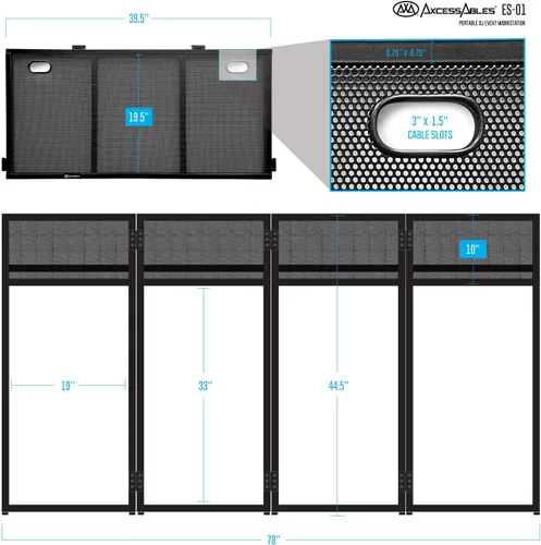 Miniatura 3 de AxcessAbles - Cabina de fachada portátil para DJ con pantallas de iluminación en blanco y negro, fundas de transporte, mesa de DJ de pie - 40 x 20