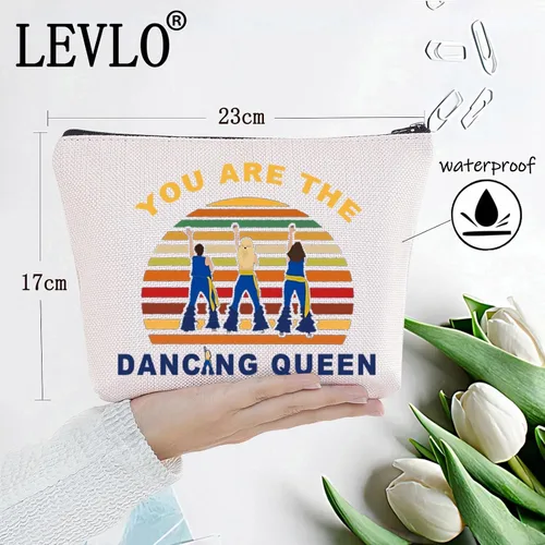 Miniatura 2 de LEVLO Bolsa de maquillaje de comedia musical Mamma Fans Gift You Are The Dancing Queen Bolsa de maquillaje con cremallera, Reina bailando, Bolsa
