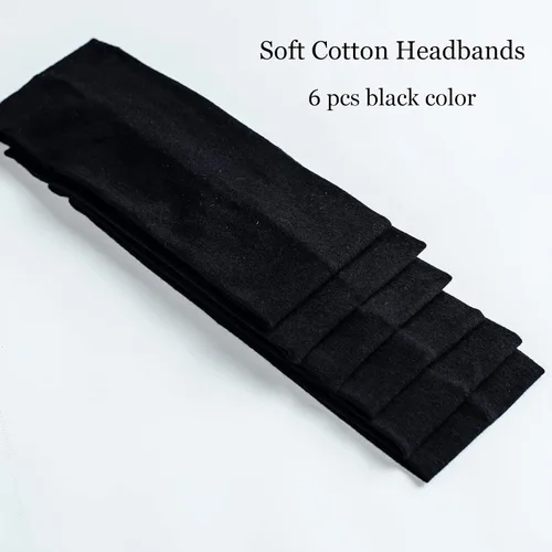Miniatura 6 de 6 diademas negras para mujer, diadema de algodón antideslizante, elástica, soporte para la cabeza, accesorios para el cabello