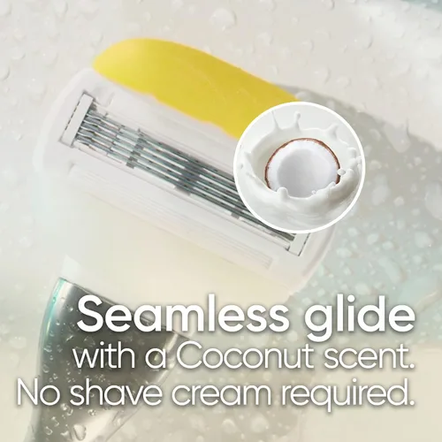 Miniatura 8 de Gillette Venus Comfortglide con mango de maquinilla de afeitar Olay Coconut para mujer + repuestos de cuchilla, plateado, 2