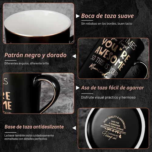 Miniatura 3 de Regalos de agradecimiento de aniversario y cumpleaños para hombres, a veces olvidas que eres increíble - Taza inspiradora única de cerámica negra
