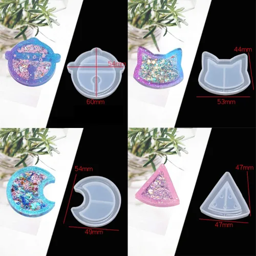 Miniatura 8 de 9 moldes para coctelera de resina, molde de fundición epoxi de arena movediza Kawaii, molde de silicona de animales de gato con 3 hojas de película