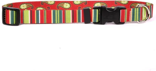 Yellow Dog Design Collar de perro con rayas navideñas, tamaño grande, 1 pulgada de ancho