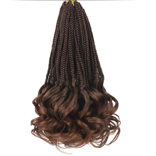 Miniatura 92 de Trenzas de ganchillo rizado francés T33, cabello pre-anillado 10 pulgadas, trenzas cortas rizadas francesas con extremos rizados, trenzas box