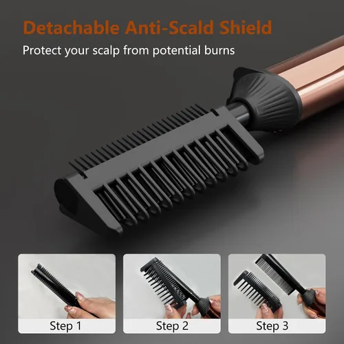 Miniatura 5 de LURA Peine caliente de titanio nano para pelucas, 250-500 °F para cabello de mujeres negras, peines de presión para cabello negro, peine alisador