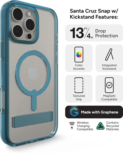 Miniatura 3 de ZAGG Santa Cruz Snap - Funda con función atril para iPhone 16 Pro Max, compatible con MagSafe, protección contra caídas de grado militar de 13 pies
