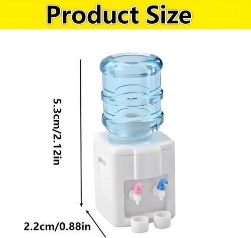 Miniatura 5 de Dispensador de agua en miniatura de diseño realista de 2.12 pulgadas con 2 tazas – Enfriador de agua de resina a escala 1:12/1:6 (azul/blanco) ideal