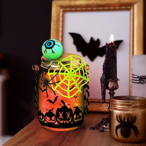 Miniatura 4 de OCHIDO Actividades de manualidades de Halloween para niños, paquete de 6 tarros de cristal para actividades artísticas escolares, suministros