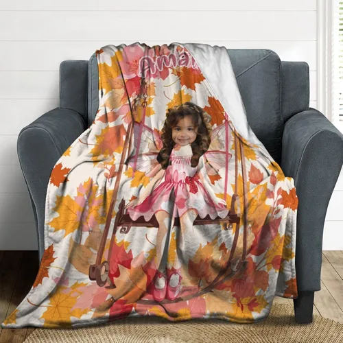 Miniatura 4 de Artsadd Manta facial personalizada de princesa para niñas, personalizada con cara de niños, manta personalizada para niños, nombre de foto de bebé